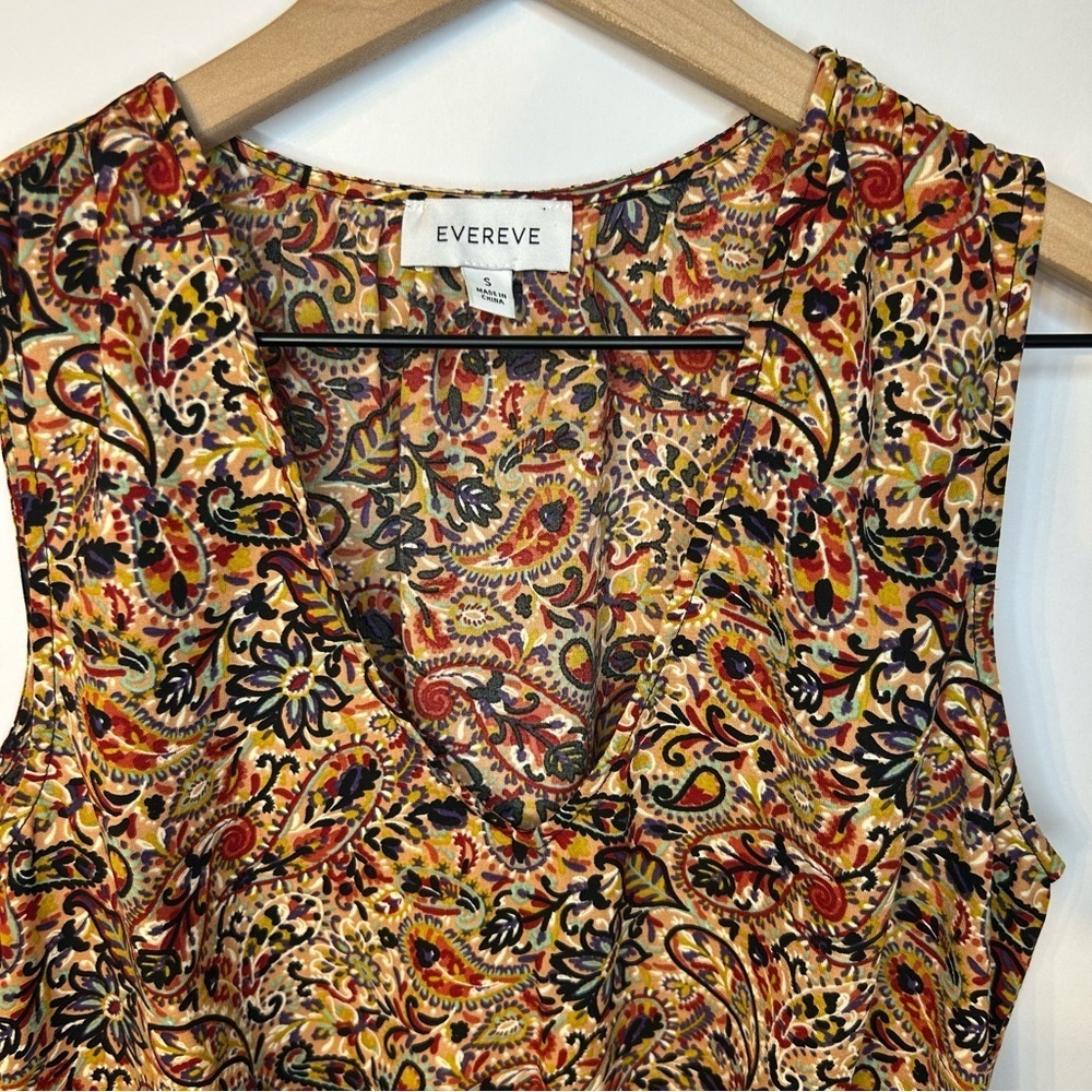 Evereve Women’s Olivia Paisley V Neck Tank Sleeveless Top, Size Small - Picture 5 of 10